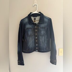 JAG Jean Jacket Women’s SZ S Dark Denim Button Front Closure Pockets Collared